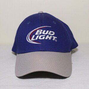 Bud Light Blue Gray Baseball Hat Adjustable SnapBack Cap 100% Cotton